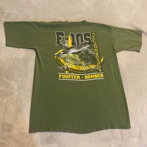 Vintage Smithsonian F-105‎ Thunderchief Fighter Bomber Air Space 90s Green Shirt